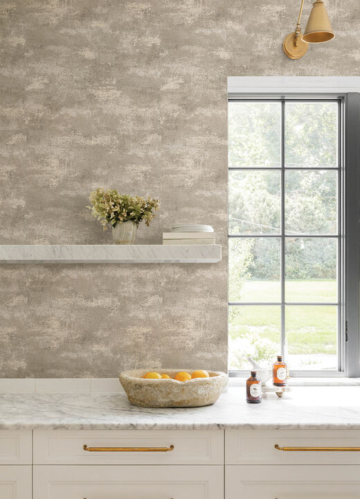 Al Fresco Chocolate Plaster Wallpaper (Set of 2)