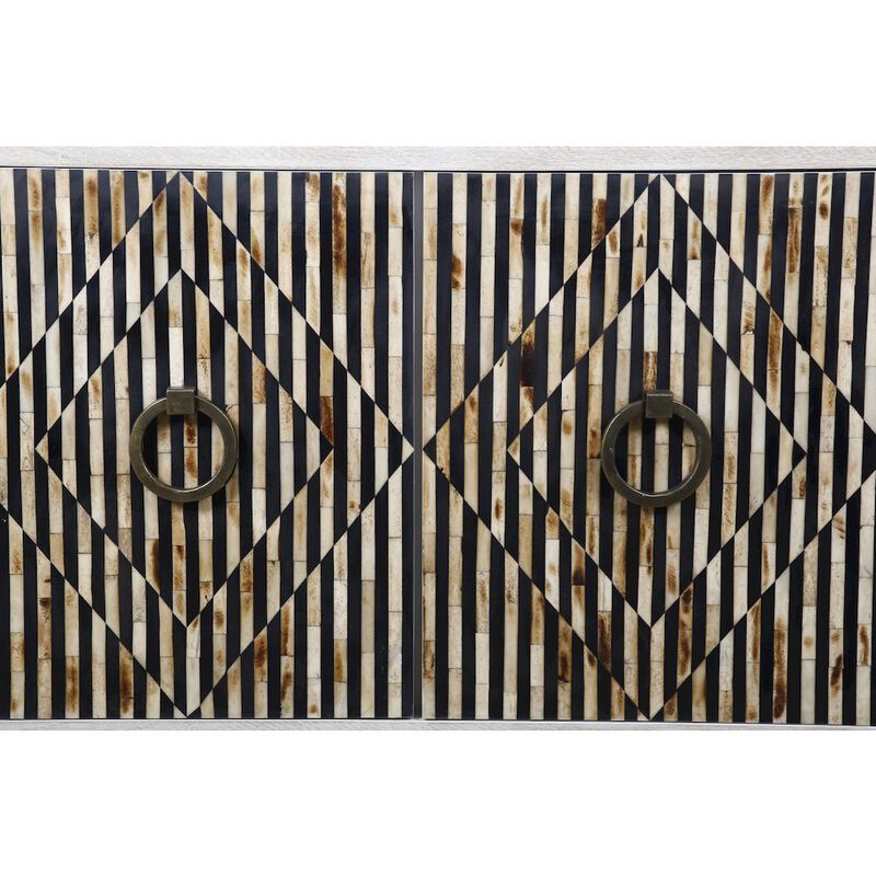 World Interiors Alexandria 72" Sideboard with Bone, Horn, Wood Inlay on Metal Base image number 7