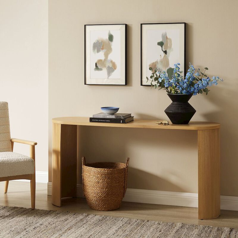 Aspect Oval Wood Entryway Console Table image number 9