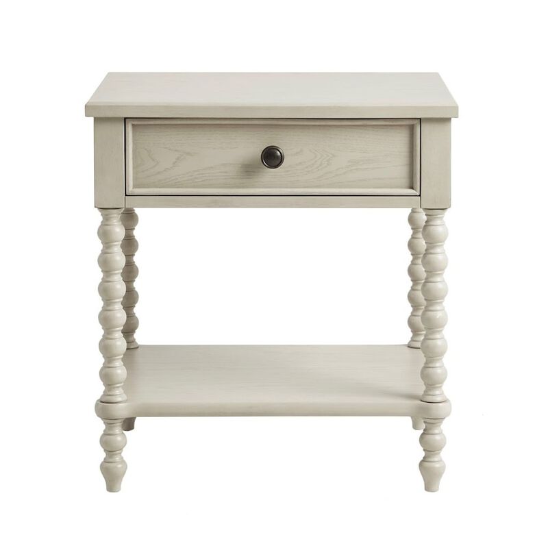 Starlight Canyon Home Beige Bedside Table With Solid Wood Frame And Mdf With Wood Veneer Finish