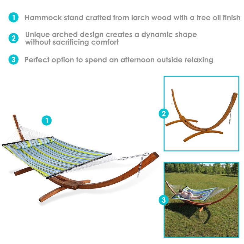 Sunnydaze Quilted Hammock with Curved Wooden Stand