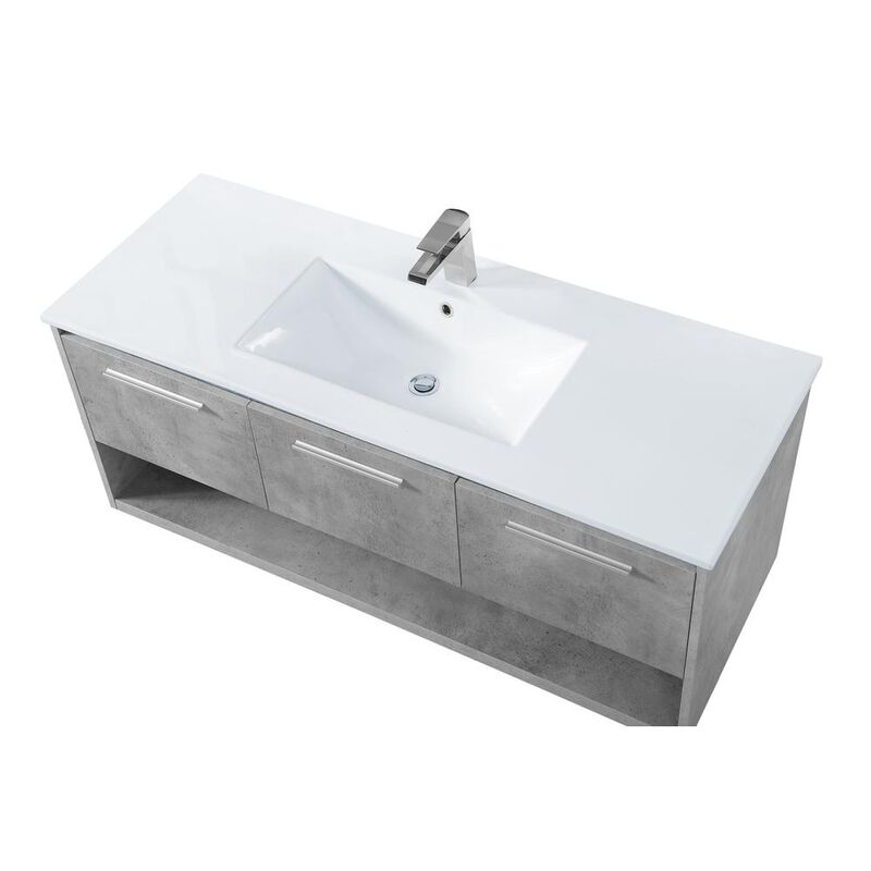 Elegant Kitchen and Bath 48 inch  Single Bathroom Floating Vanity in Concrete Grey