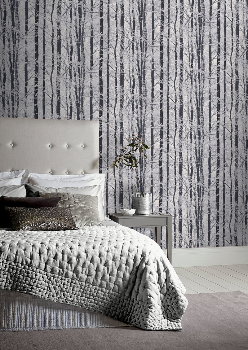 Frosted Silver Winter Grove Wallpaper image number 2