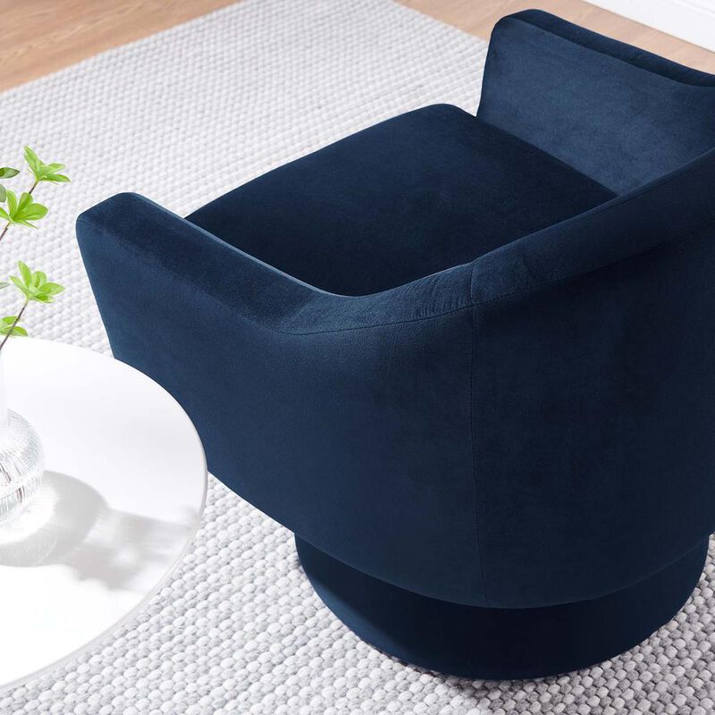 Astral Performance Velvet Fabric and Wood Swivel Chair image number 7