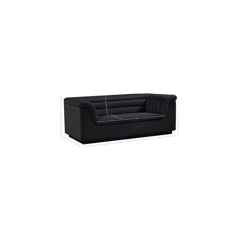 Meridian Furniture Cascade Black Velvet Fabric Loveseat