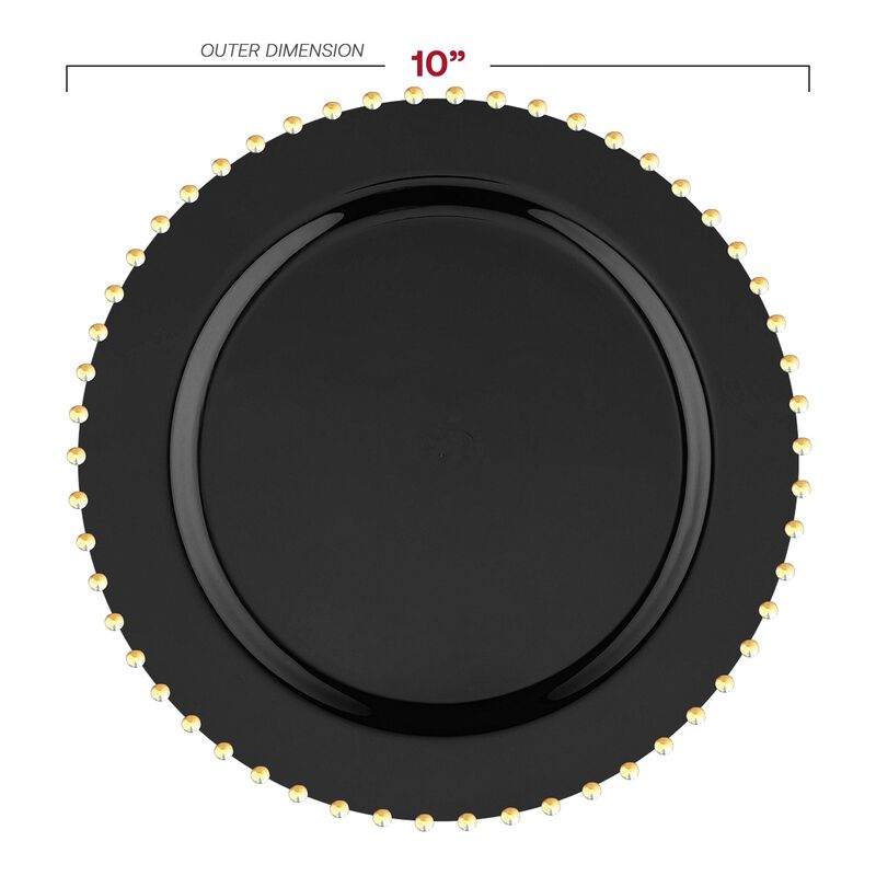 Black with Gold Pearl String Round Plastic Dinnerware Value Set (60 Sets) image number 2