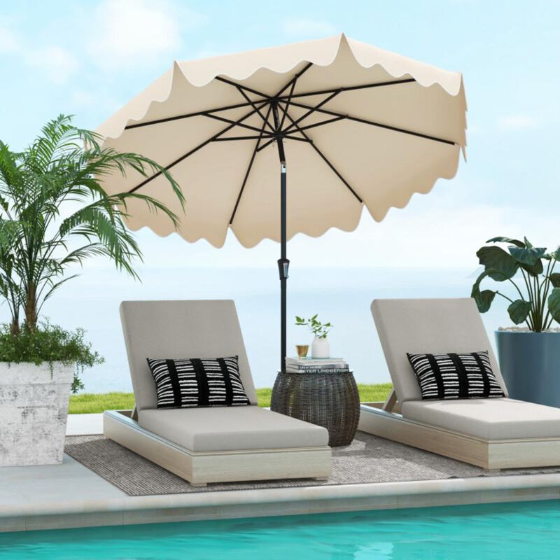 Hivvago 9 Feet Patio Umbrella with Crank Handle and Push Button Tilt