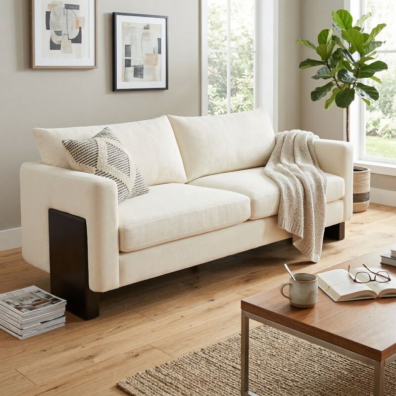 Merax Elegant PU loveseat with Architectural Integrated Armrests image number 2