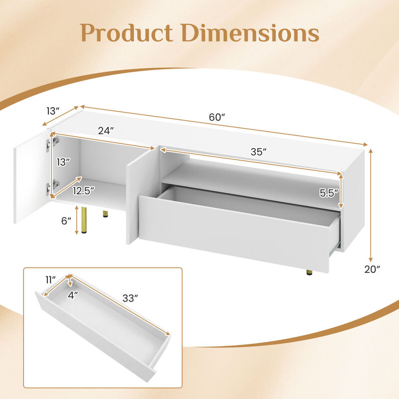 Modern Entertainment Center TV Stand with Storage Cabinet and Metal Legs image number 2