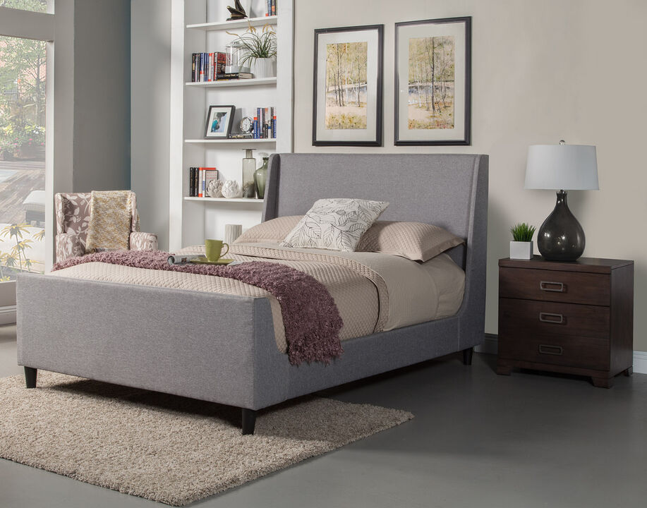 Amber Standard King Upholstered Bed, Grey Linen