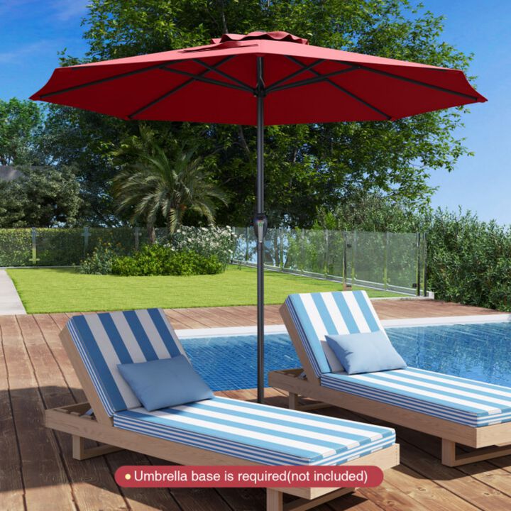 Outdoor Heavy Duty Market Umbrella with Crank Handle and 8 Sturdy Ribs