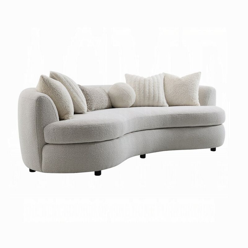 105 Inch Curve Sofa with 6 Feather Accent Pillows, Beige Boucle image number 0