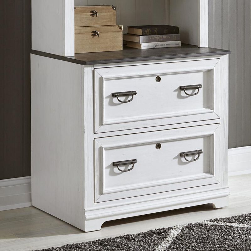 Liberty Furniture Allyson Park Bunching Lateral File Cabinet in Wirebrushed White w/ Charcoal Top image number 4
