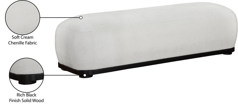 Meridian Furniture Calum Cream Chenille Fabric Bench