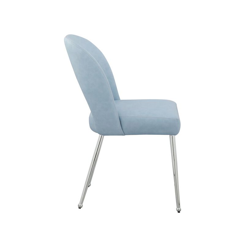 Meridian Furniture Logan Light Blue Vegan Leather Dining Chair, Set of 2
