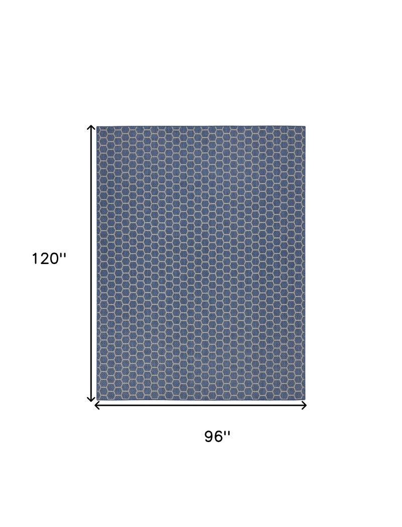 HomeRoots 8' X 10' Blue And Beige Geometric Indoor Outdoor Area Rug image number 6