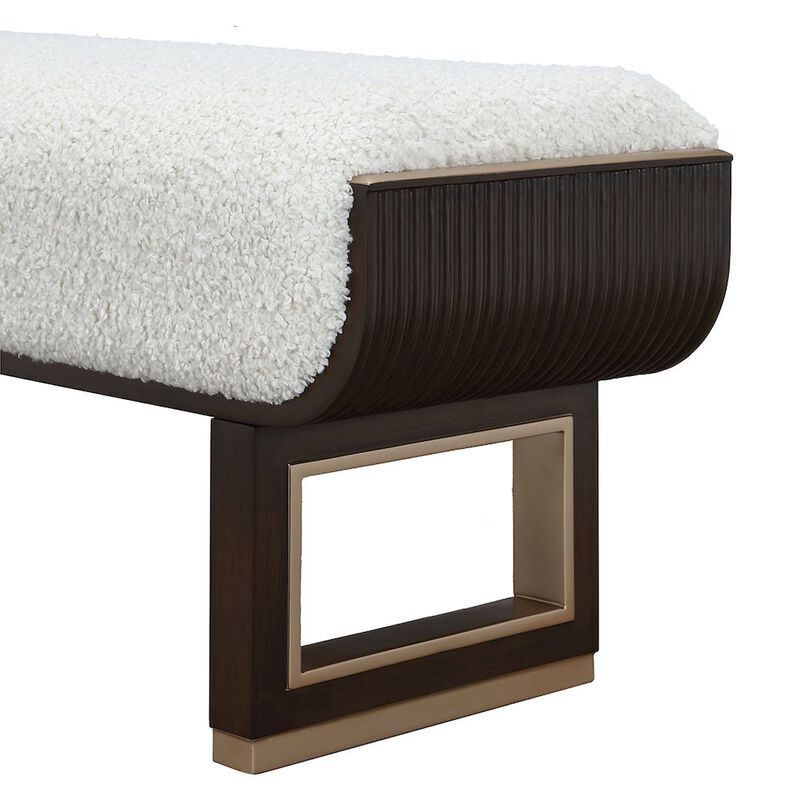 Michael Amini West Kensington Accent Bench - Cream Puff/Medium Espresso