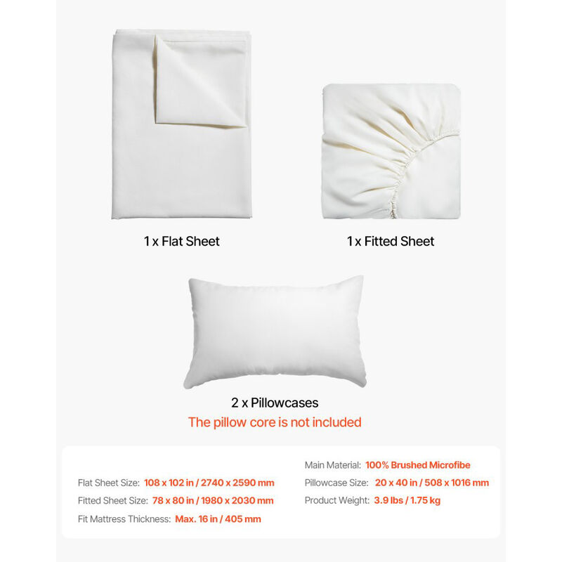 4-Piece Bed Sheet Set, Brushed Microfiber with Pillowcases & Fitted Sheet image number 2