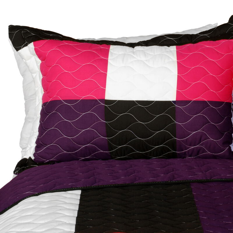 Vermicelli Quilted Patchwork Bedding Set Queen Size Partner Decorative Design image number 4