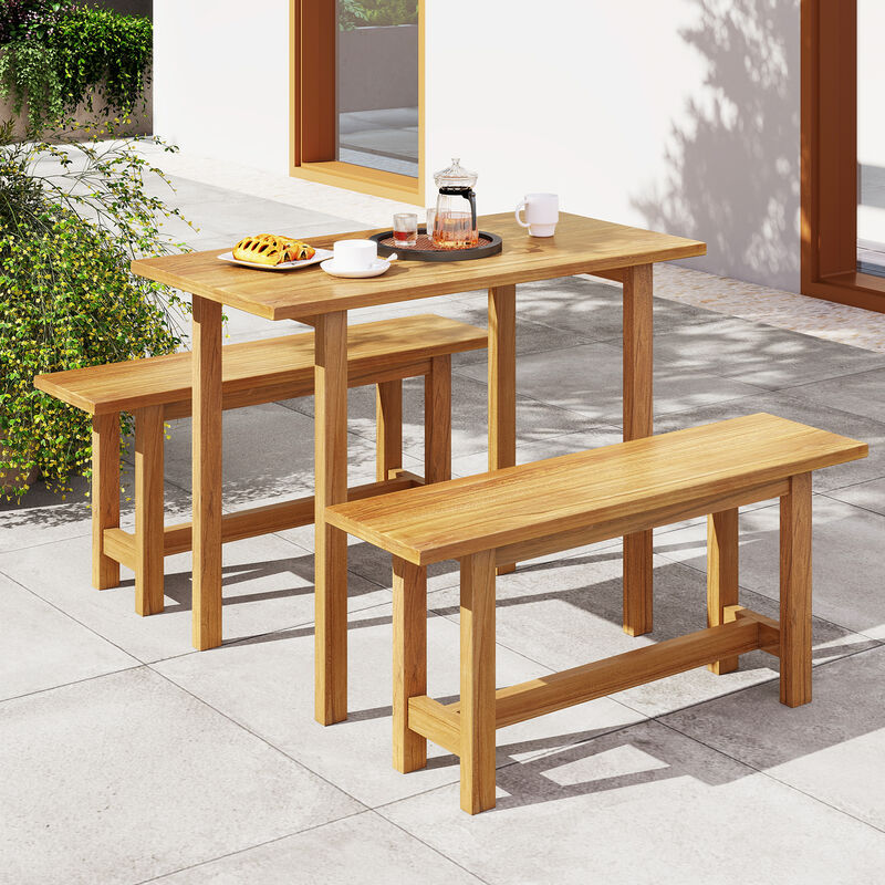 Teak Wood Patio Bench for Porch, Backyard & Poolside Seating image number 7