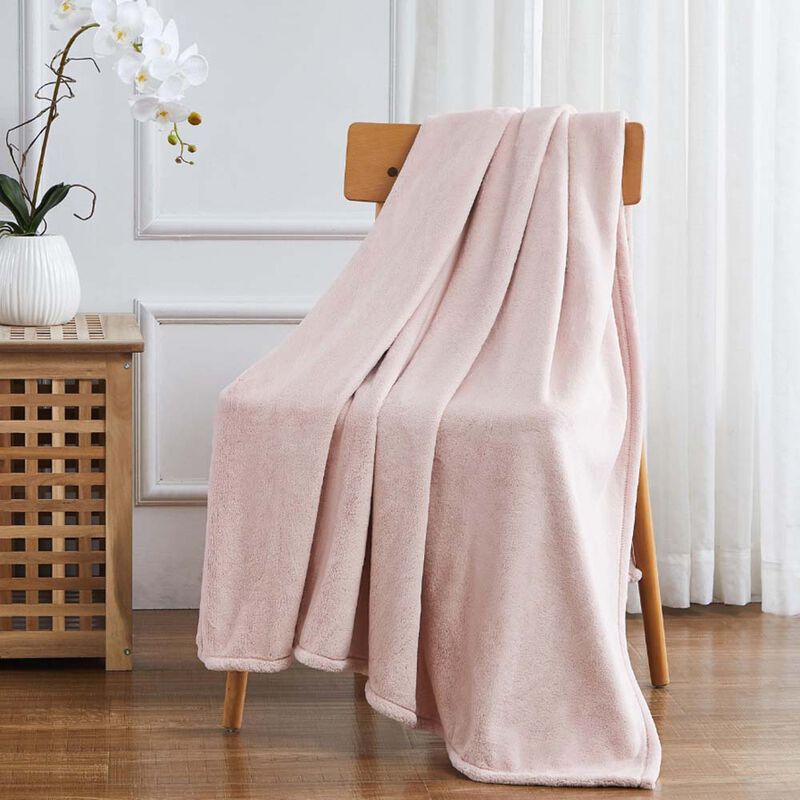RT Designers Collection Morgan Perfect for Afternoon Naps or Home Decor Solid Matte Fleece Throw 50"x70" Blush image number 1