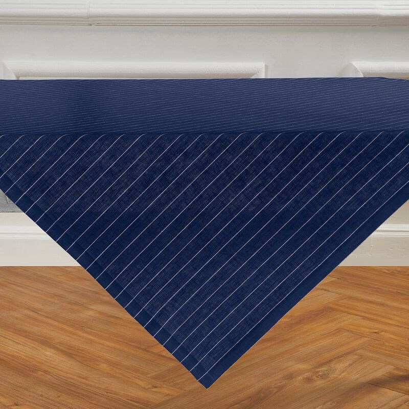 Solino Home Pinstripe 100% Linen Table Throw &ndash; Handcrafted, Machine Washable, Perfect for Holiday and Everyday Dining