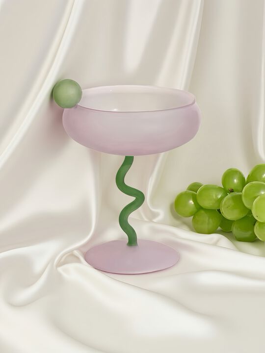 Jelly Bean Cocktail Coupe, Handblown Whimsical Wine Glasses
