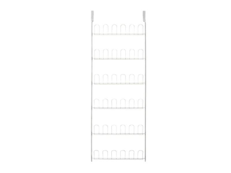 Over Door Metal Shoe Rack 18 Pair Space Saving White Capacity image number 0