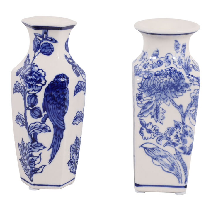 S/2 6x3" Chinoiserie Bud Vases