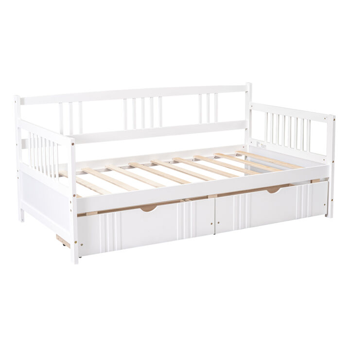 Whisen Modern Design Twin Size Daybed Wood Bed with Two Drawers