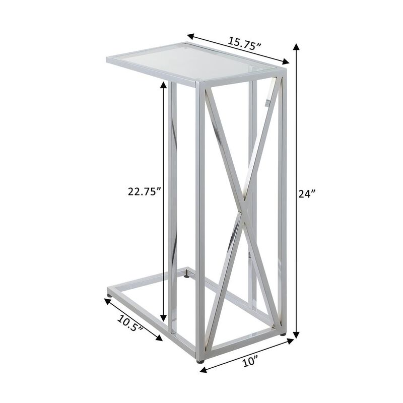 Convenience Concepts Oxford Chrome Glass C End Table