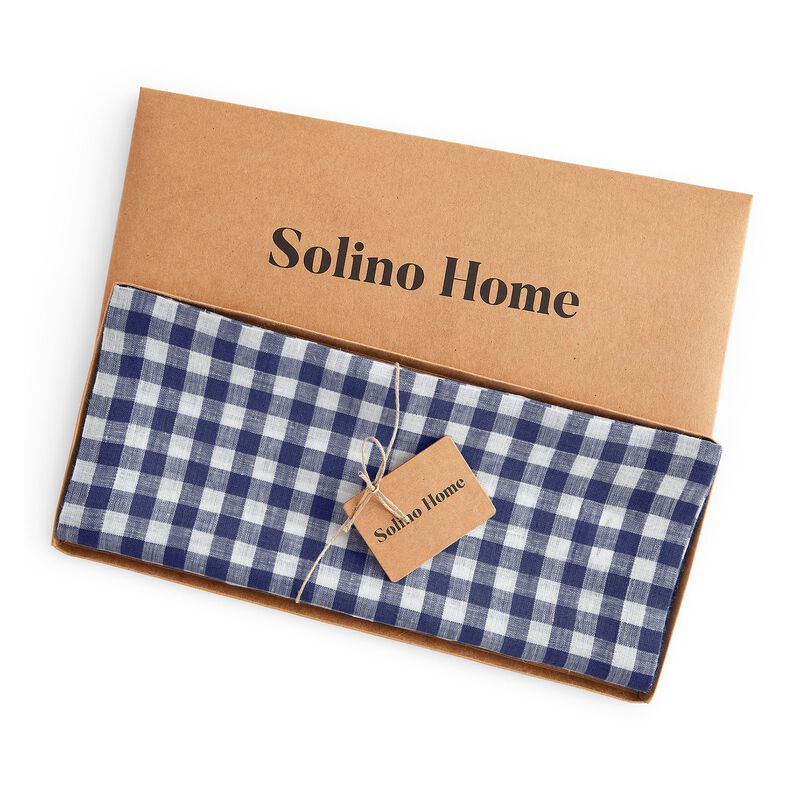 Solino Home 100% Pure Linen Table Runner - Gingham Check