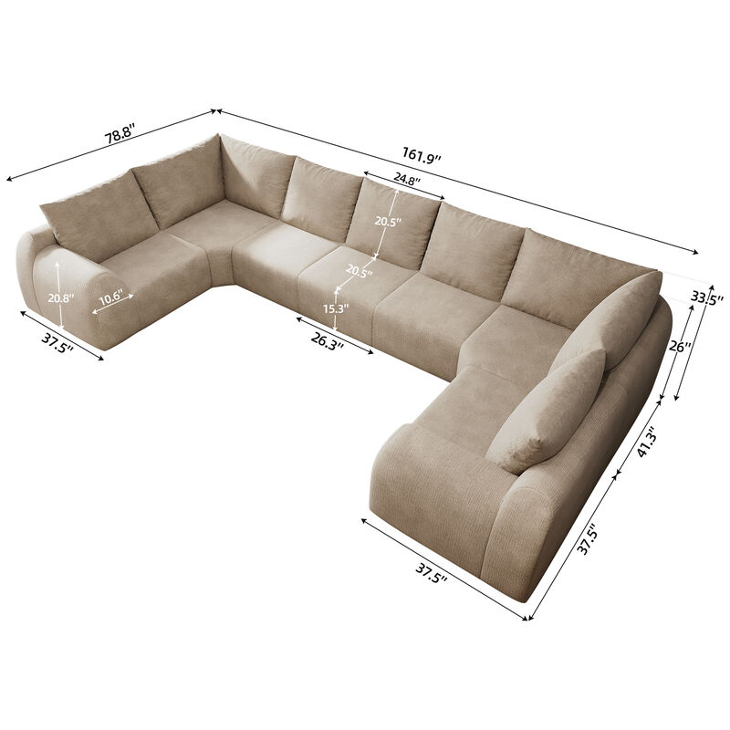 Fron U Shaped Modular Cloud Sectional Sofa image number 5