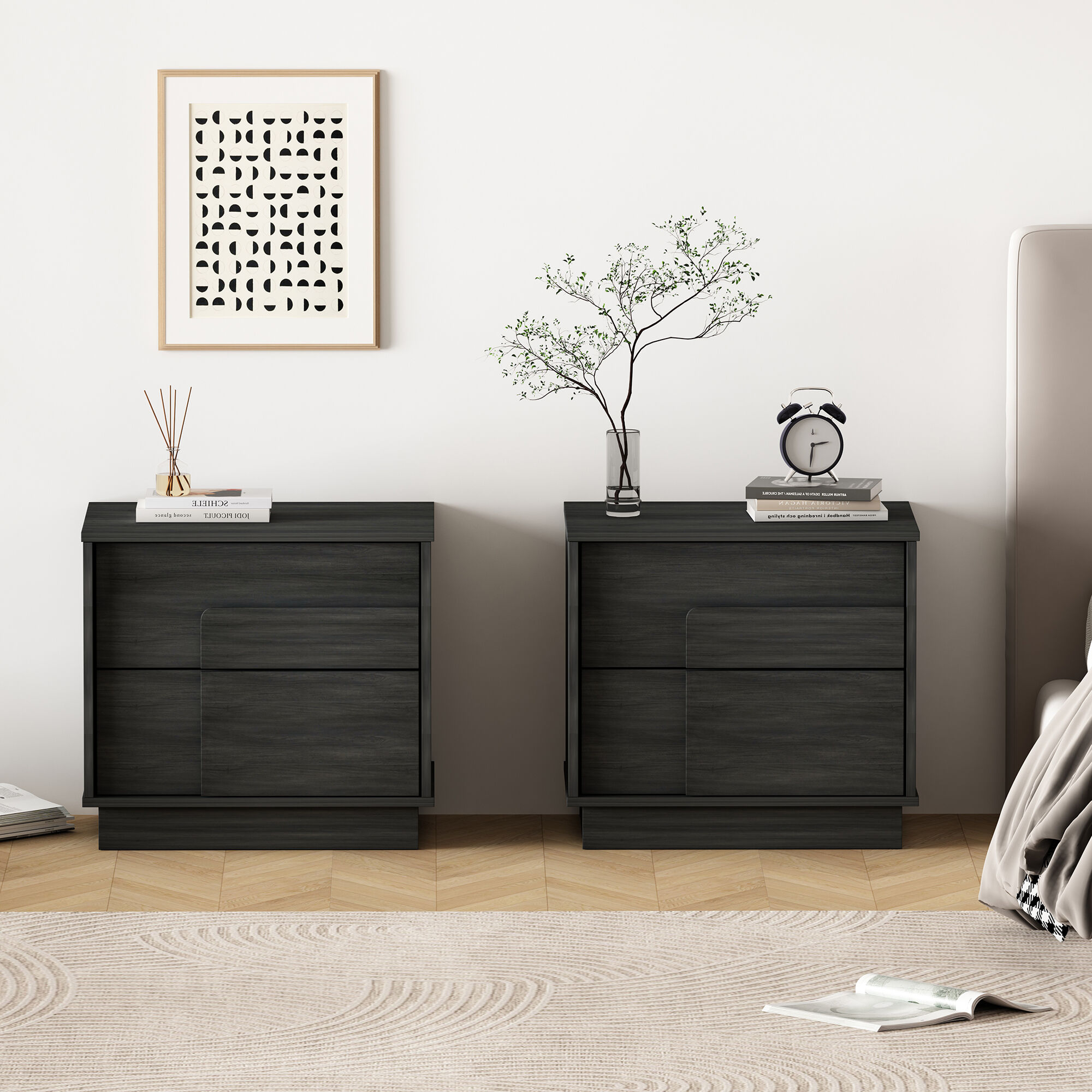 Horizon Dark Gray Nightstands (Set of 2) | Mathis Home