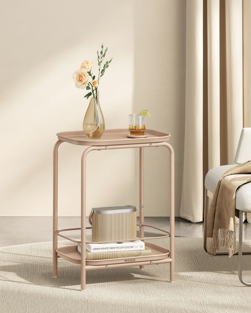 Storage Coffee Table with Metal Frame &ndash; 2-Tier Design with Functional Tray Top for Compact Spaces