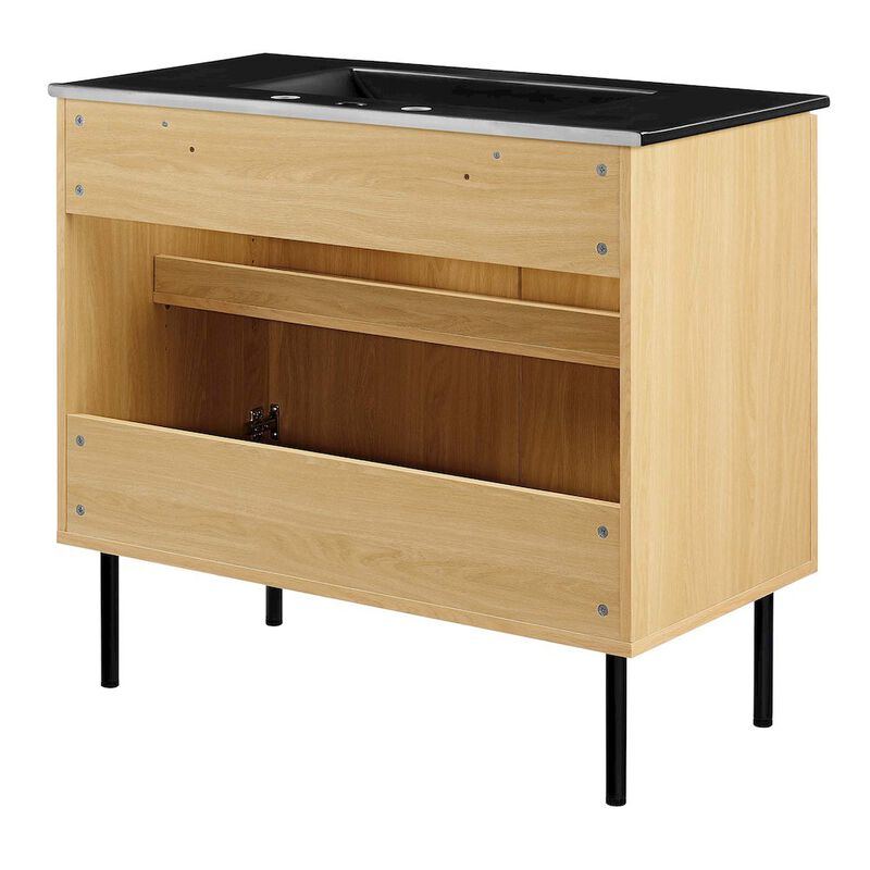 Modway Chaucer 36&rdquo; Bathroom Vanity in Oak Black with Ceramic Sink Basin, 36 Inches image number 4