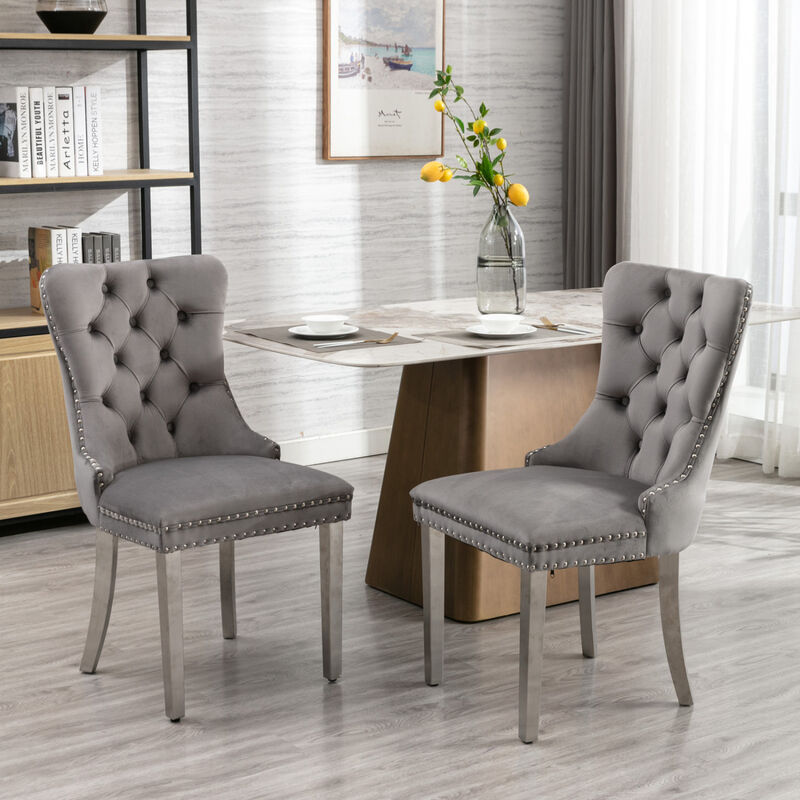 Streamdale Contemporary Velvet Dining Chair Set Of 2 image number 1