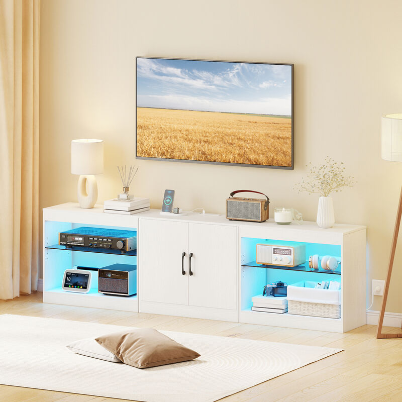 TV Stand with LED Lights and Built-In Power Outlets, Entertainment Center image number 6