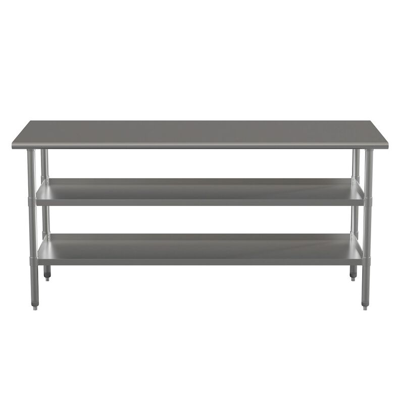 Flash Furniture l Stainless Steel 18 Gauge Work Table with 2 Undershelves image number 3