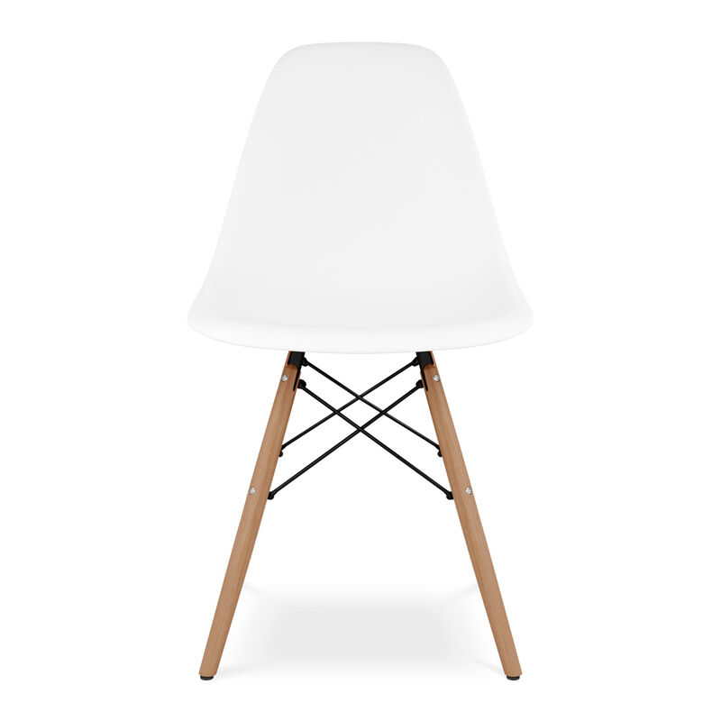 HomeRoots White And Natural Heavy Duty Plastic And Wood Dining Side Chair image number 2