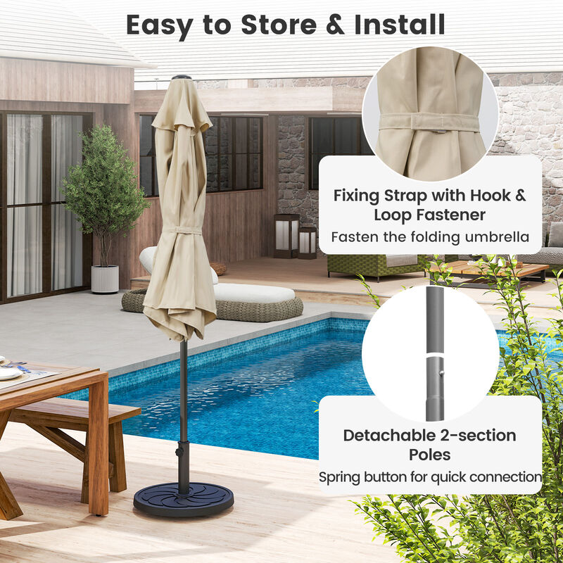 Outdoor Patio Heavy Duty Market Umbrella with Push Button Tilt