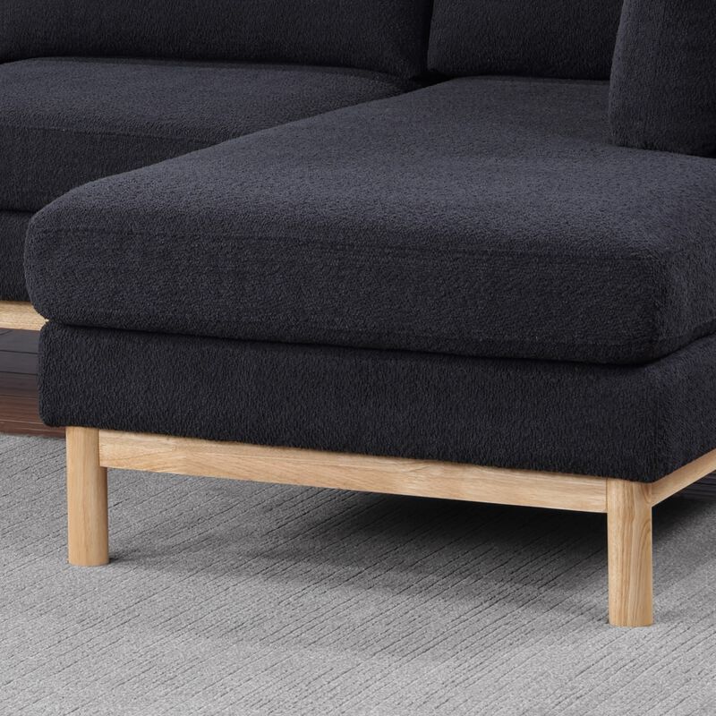 Streamdale Hallie Black Sherpa 124'' Wide Double Chaise U-Shape Sectional Sofa image number 5
