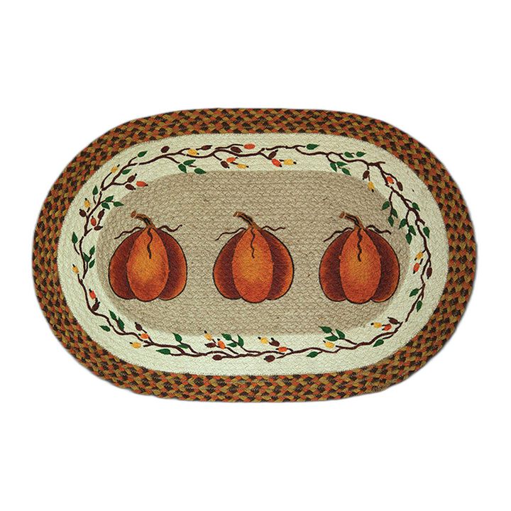 Earth Rugs Op-222 Harvest Pumpkin Oval Patch 20 X 30