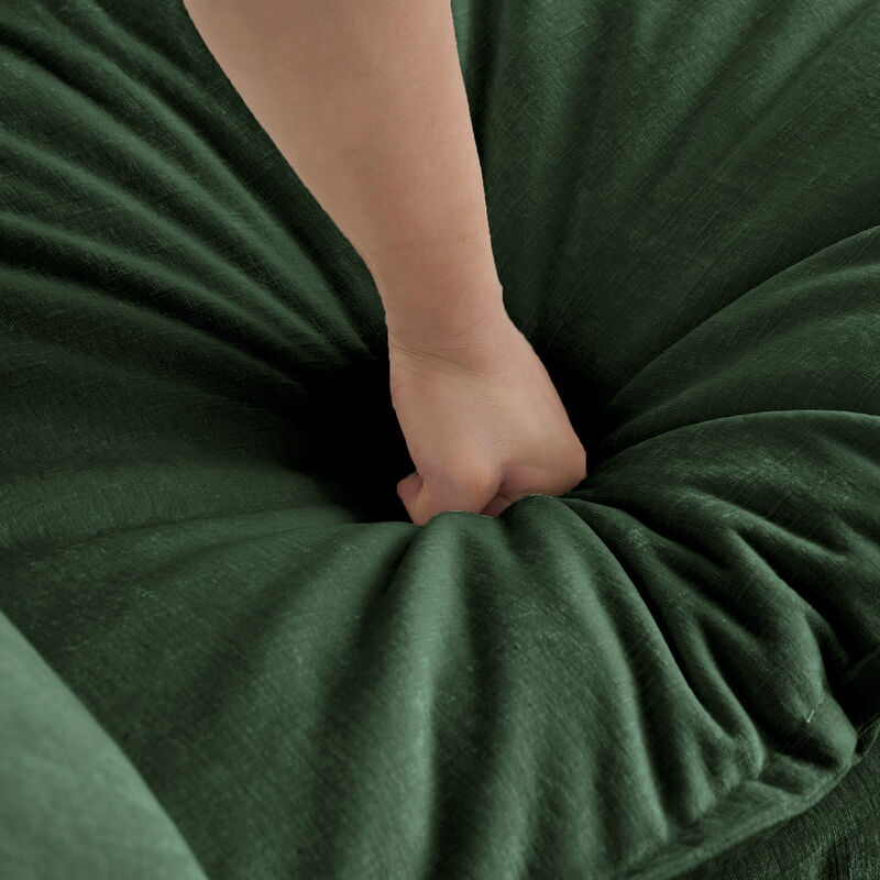 TATEUS 3 Piece Casual Sofa Set Green Chenille, 2 Arm Chairs + Loveseat with Arm & Toss Pillows, Small Space Living Room