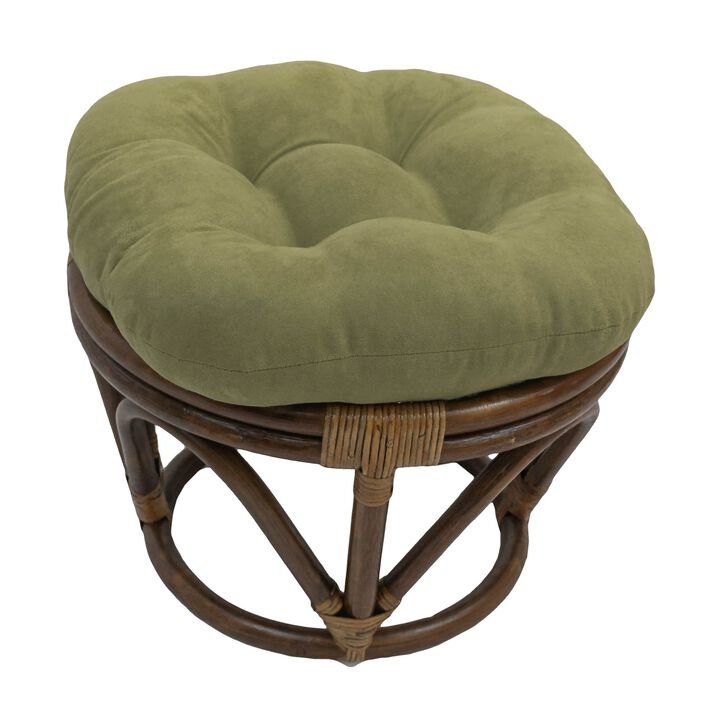 International Caravan Furniture Piece Rattan Ottoman with Micro Suede Cushion