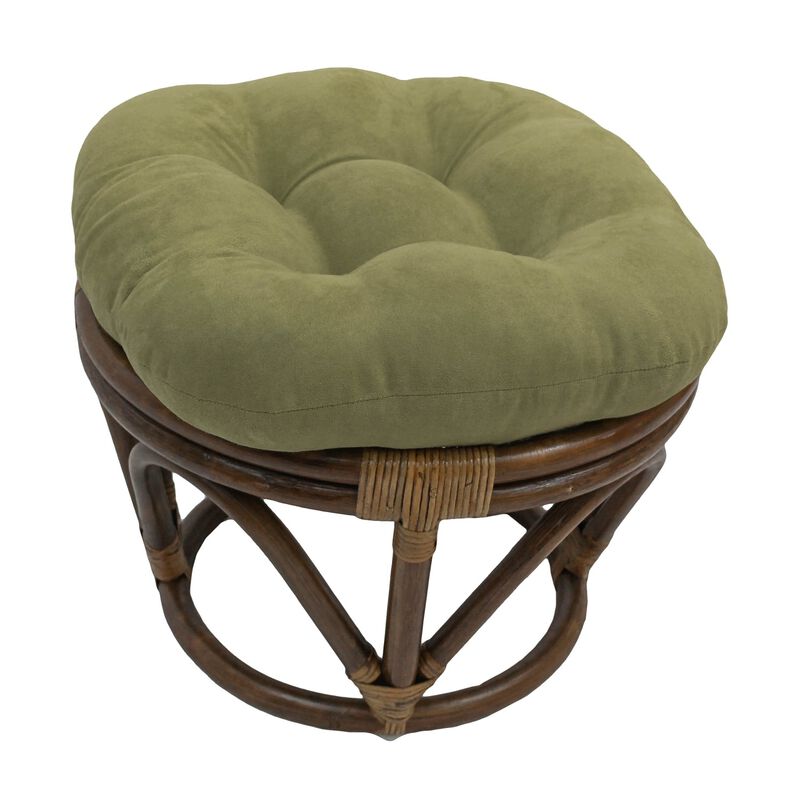 International Caravan Furniture Piece Rattan Ottoman with Micro Suede Cushion