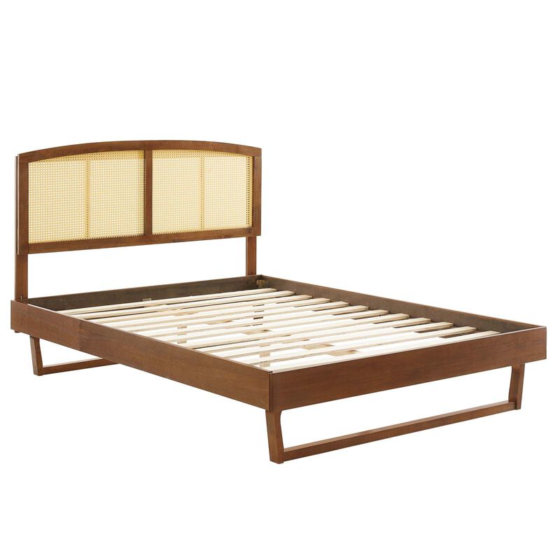 Modway - Sierra Cane and Wood King Platform Bed with Angular Legs