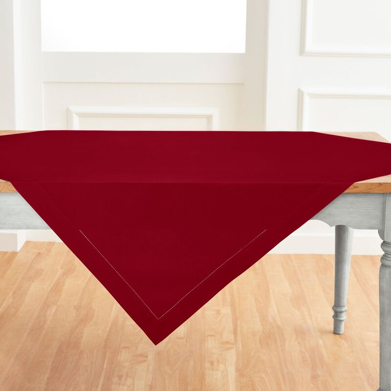 Cotton Linen Table Throw - Cotton Linen Hemstitch image number 2