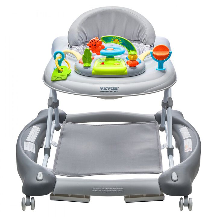 Foldable Baby Activity Walker with Wheels, Toys, Music, and 3-Height Adjustment