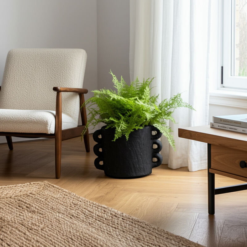 13" Black Arch Handle Planter